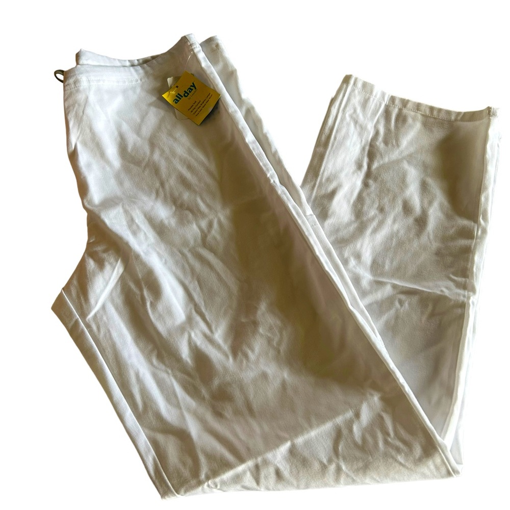 All day by Landau white drawstring scrub pants unisex size XSM NWT